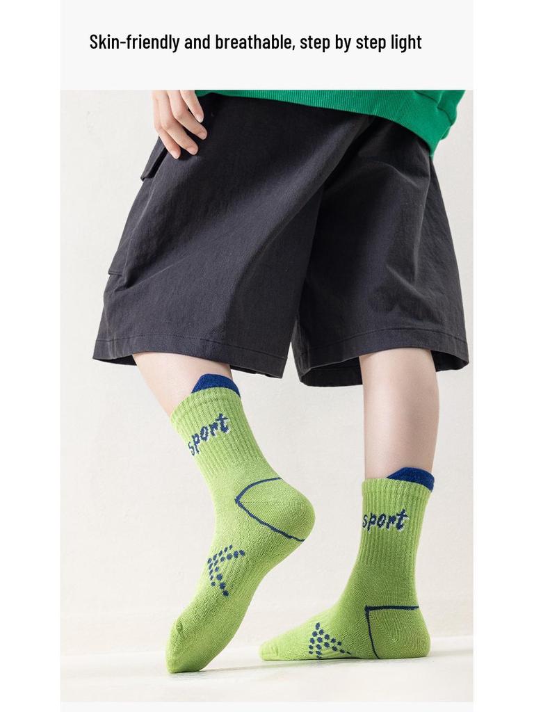 Șosete din Bumbac Până la Mijlocul Gambei pentru Băieți pentru Primăvară & Toamnă – Design cu Litere și Numere pentru Copii