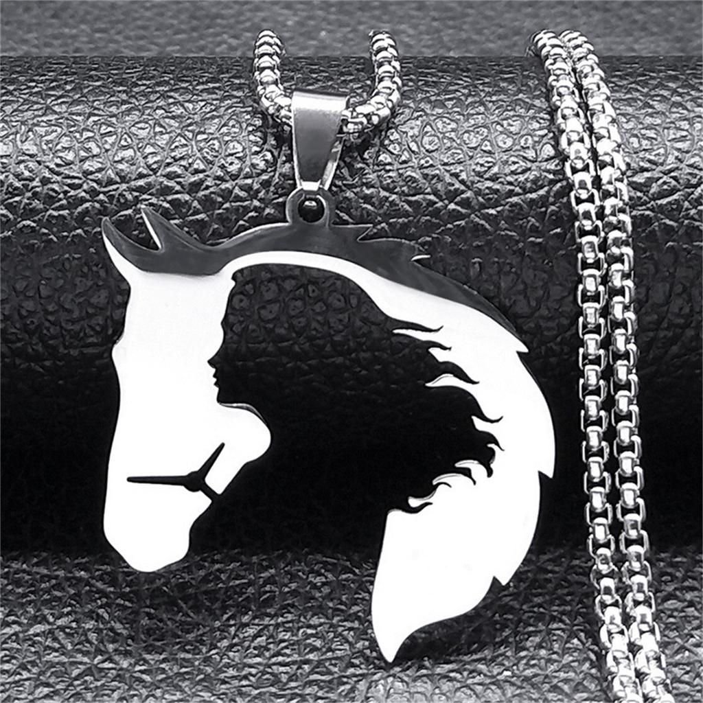 Hollow Retro Horse Head Girls Pendant Jewelry Sweater Chain Women's Necklace