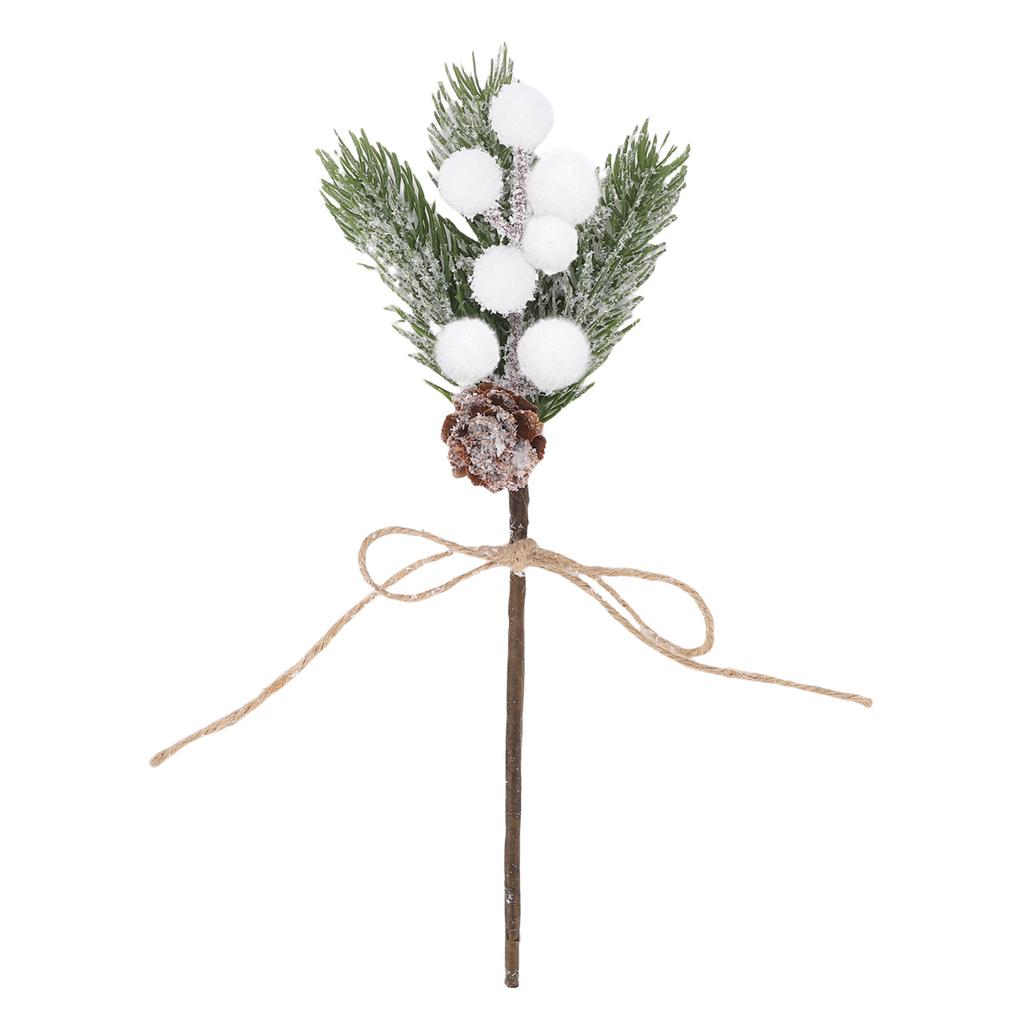 10pcs Artificial Berry Branches Pine Cones Holly Stem Craft Winter Holiday Pine Picks for Crafts Xmas Tree Ornaments
