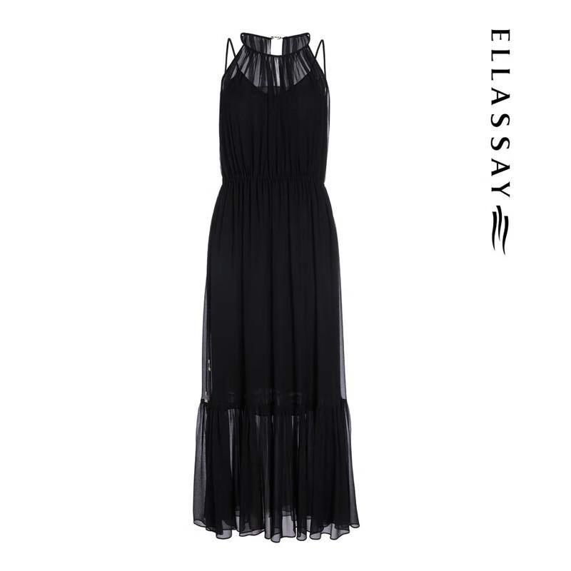 ELLASSAY Deconstructed Ruffle Mid-length Dress