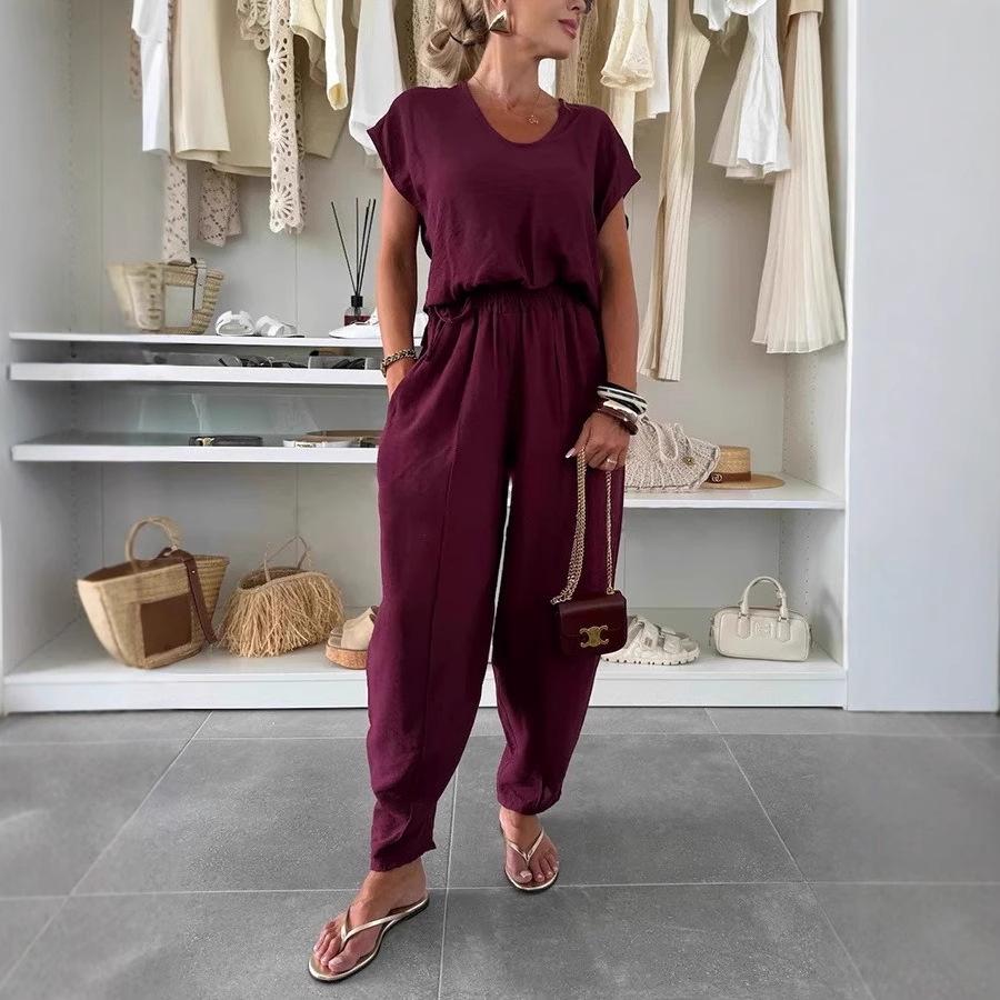 2025 Summer Women's Linen Ice Silk Casual Fashion Set
