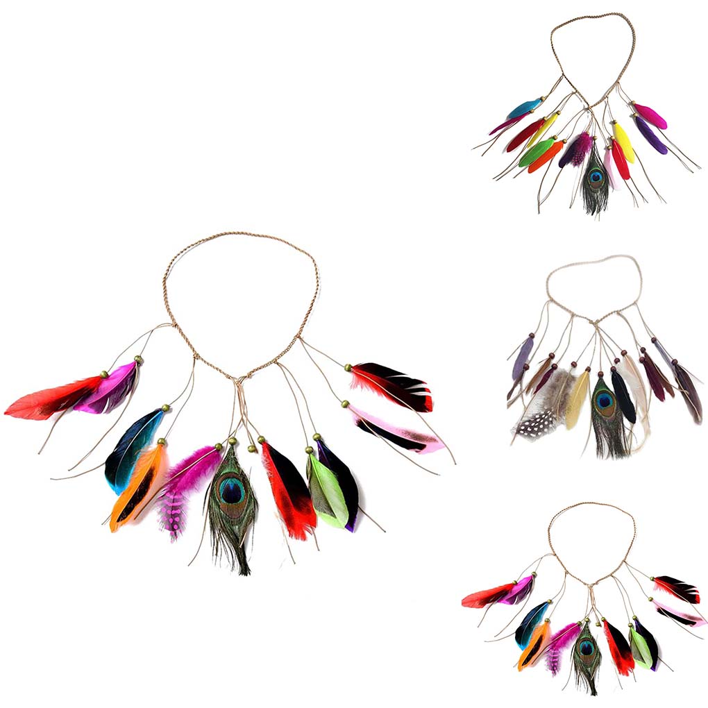 Indian Headband Bohemian Hairband Festival Headdress Boho Halloween Hair Hoop Cosplay Headpiece