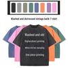 T-shirt Rétro Manches Courtes Surdimensionné Usé Coton Lourd