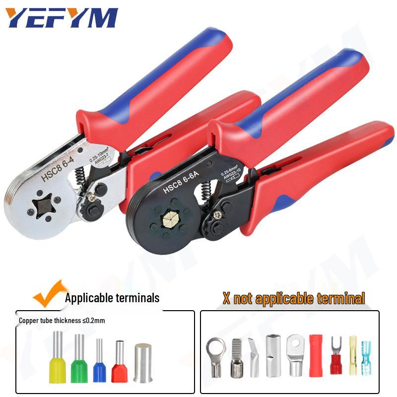 Compact Tube Terminal Crimper Ratchet Tool Set for Electricians