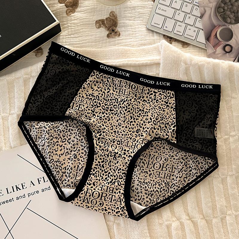 

Женское модное сексуальное сетчатое белье с леопардовым принтом, не оставляющее следов, из шелкового льда, не оставляющее следов, нижнее белье из чистой талии L