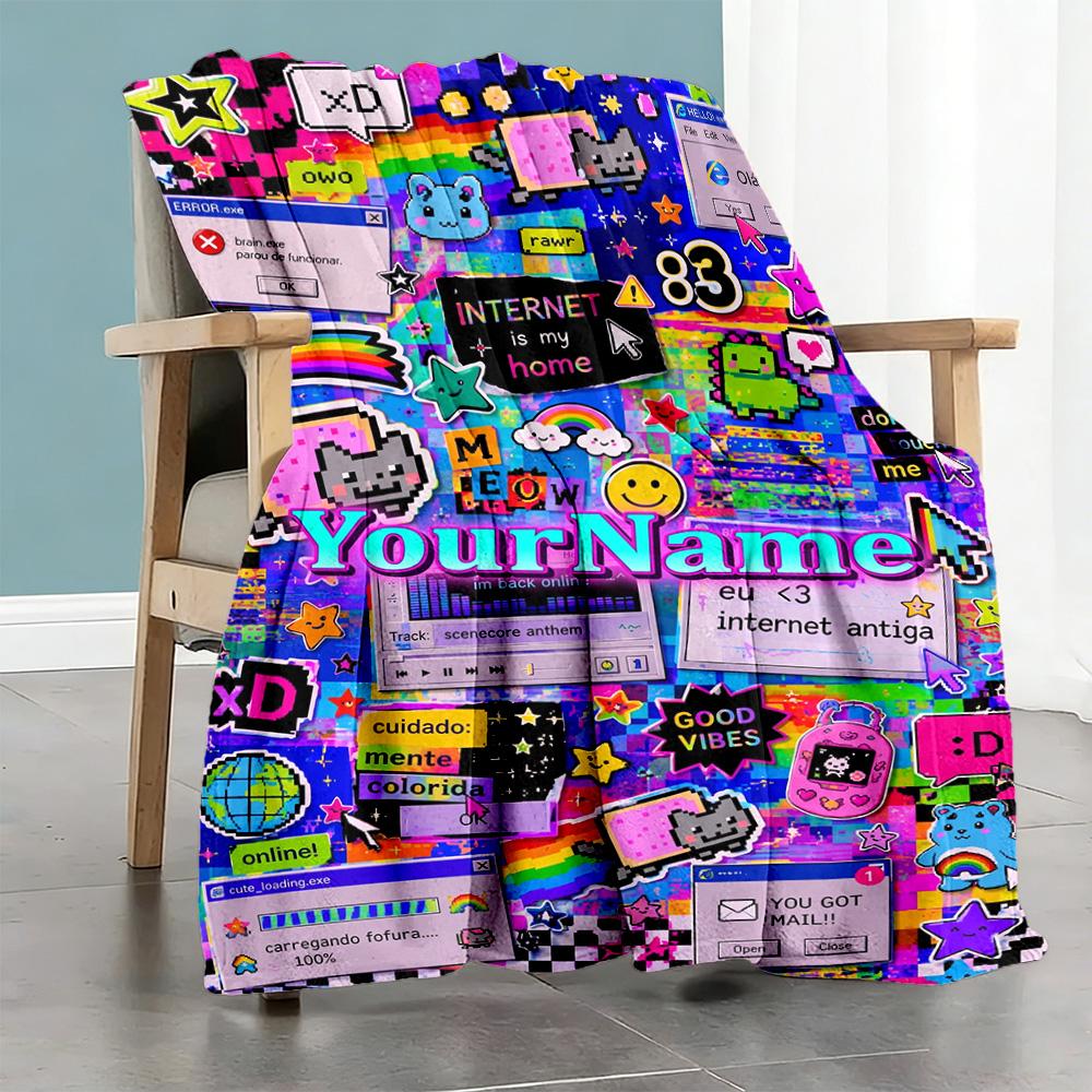 Digital Circus Customize Your Name Blanket Multi-purpose Personalized Blanket Durable Comfort Perfect for Sofa Livingroom Chair Office Chair
