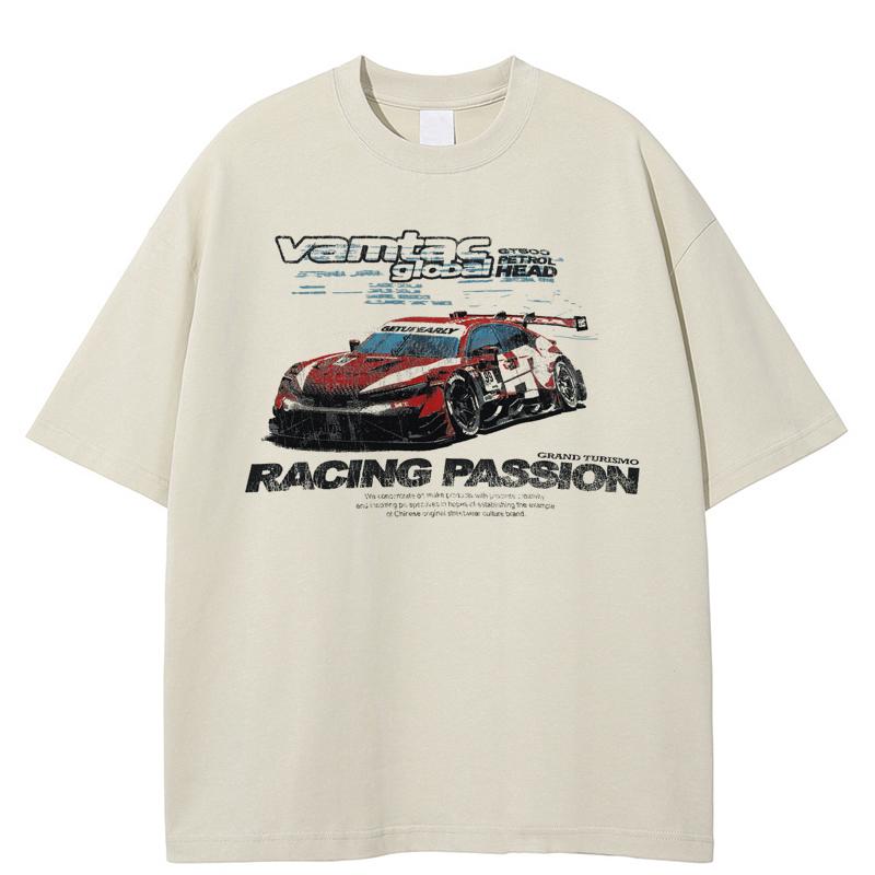 Streetwear Racing Car Graphic T-Shirt Cotton Tshirt Unisex Tops Tees Summer Short Sleeves T Shirt