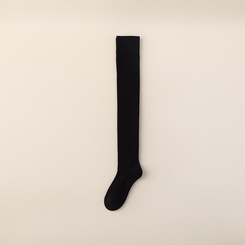 Cashmere Socks Women'S Autumn And Winter Fleece Thickened Abraded Extended Knee Socks Solid Color Versatile Thin Warm Stockings Jk