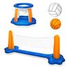 Floating Volleyball Set 2 In 1 Pool Volleyball Set & Basketball Hoop Pool Basketball and Volleyball Game for Kids Adults
