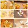 Elegant Ginkgo Leaf Earrings Textured Flower Earrings Jewelry Creative Pearl Ear Studs  Gift