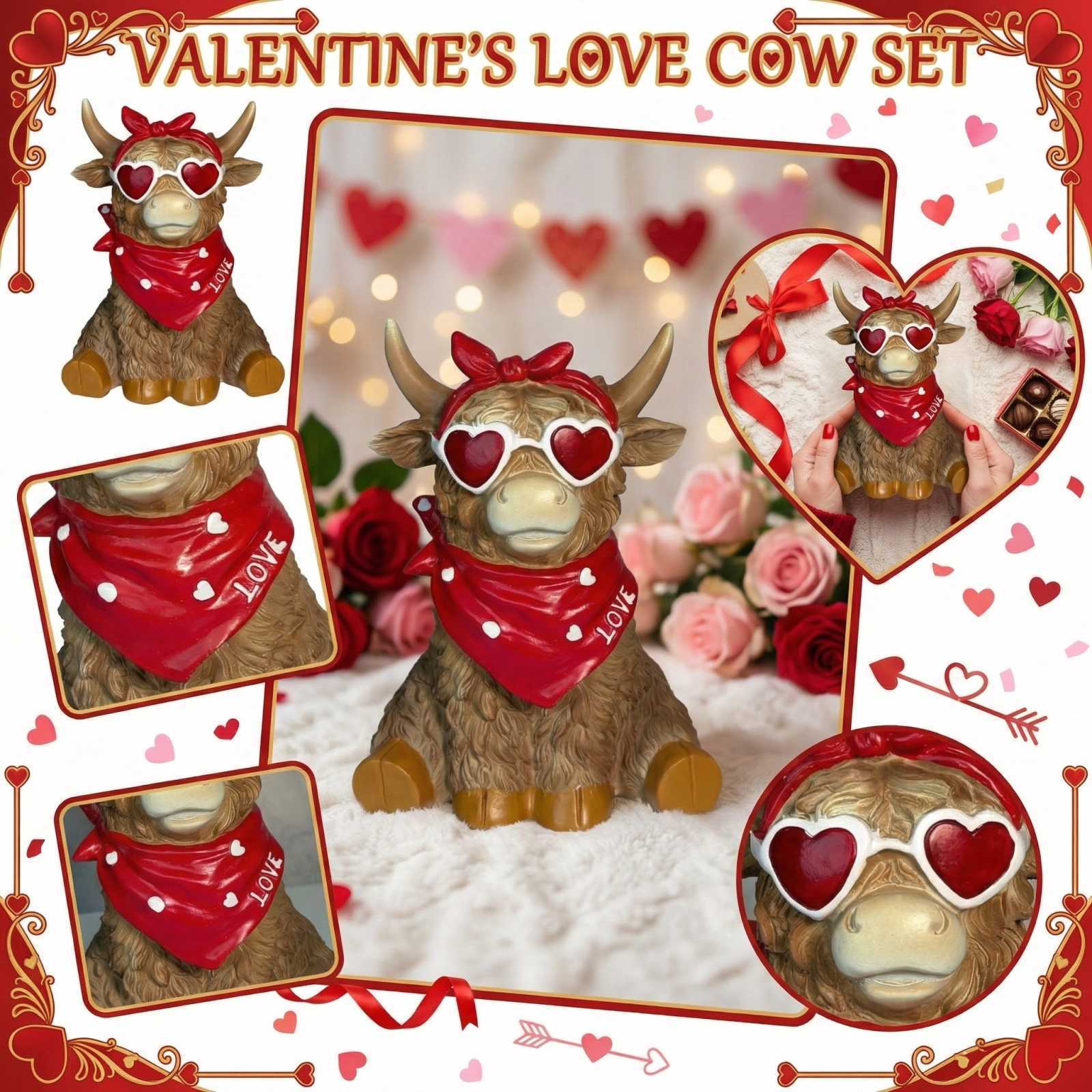 

Valentine s Day Cow Glasses & Bandana Set - Cute Accessories For Couples, Fun Photo Prop, Gift For Her/Him One Size
