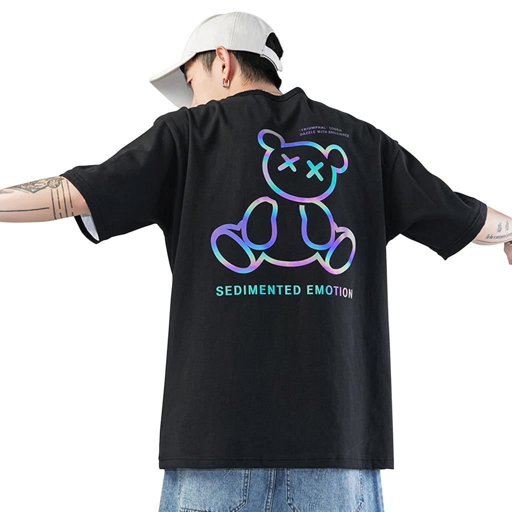 FEISEDY Short Sleeve Spring Oversized Fashionable Top for Men and A8021 Men's T-Shirt, 100% Cotton, Clothes, Print, Women, Funny,