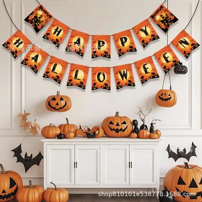 Spot Halloween Party Flag Pumpkin Bloody Hand Skull Halloween Holiday Decoration Flag Party Decoration Banner