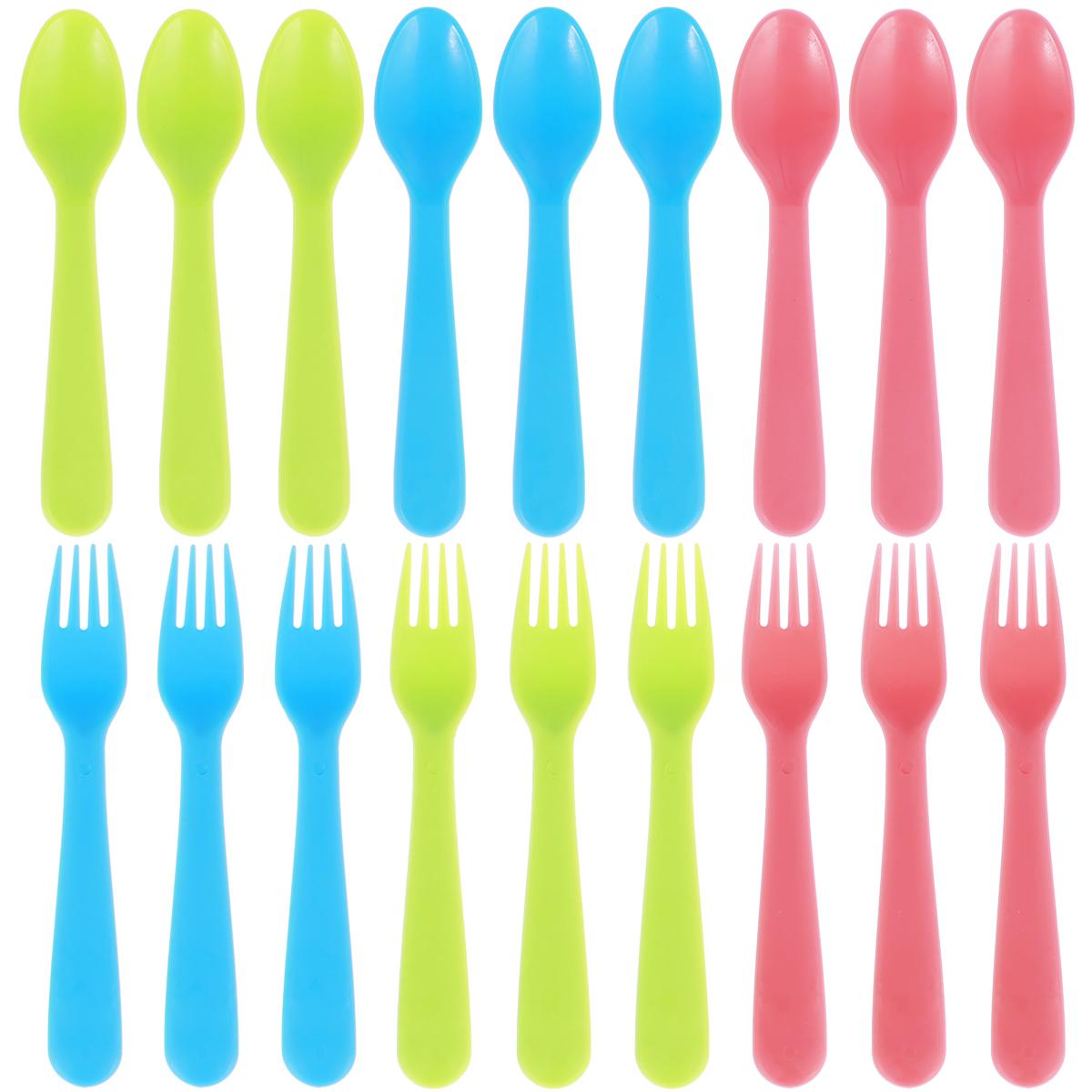 

18Pcs Kids Forks and Spoons Set Food Grade PP Toddler Utensils Colorful Kids Silverware Set Reusable Portable Kids Utensils Set