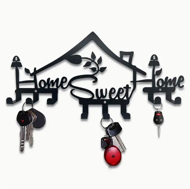 "Home Sweet Home" Modern Metal Wall-Mounted Coat Rack for Entrance Hall, Large Capacity for Coats, Hats, and Bags