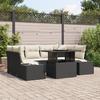 VidaXL 7-Piece Garden Sofa Set with Cushions Black Rattan 3349113