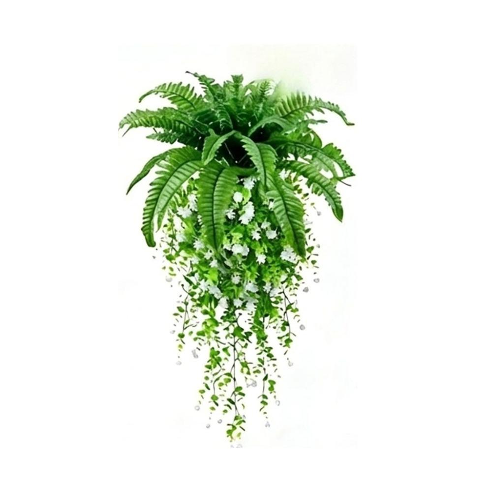 UV Resistant Artificial Persian Fern Leafs Realistic Mixed Real Touch Fake Fern Hanging Plants Lush Leaves Plastic