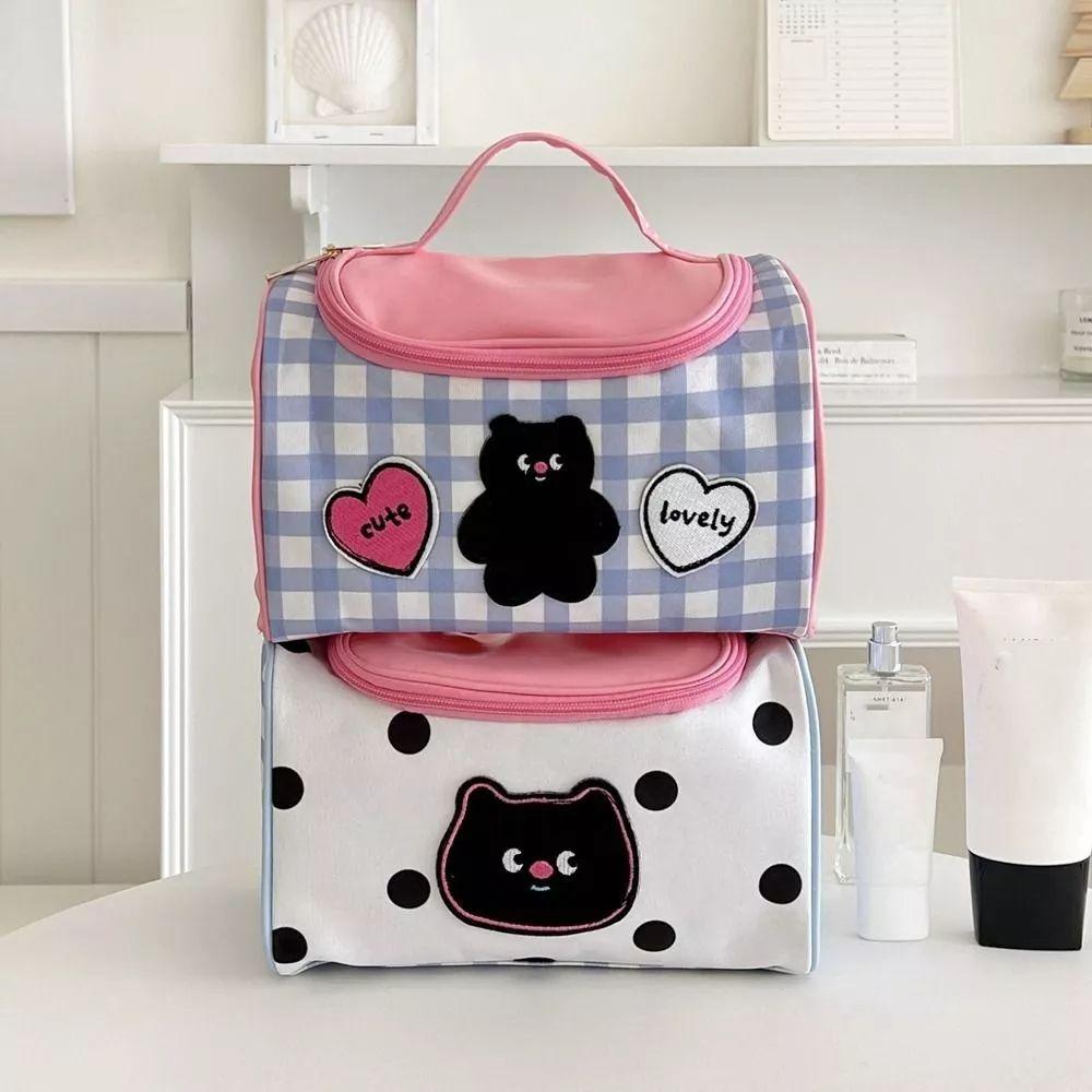

PU Portable Cosmetic Bag Cartoon Cat Travel Wash Bag Cute Makeup Bag