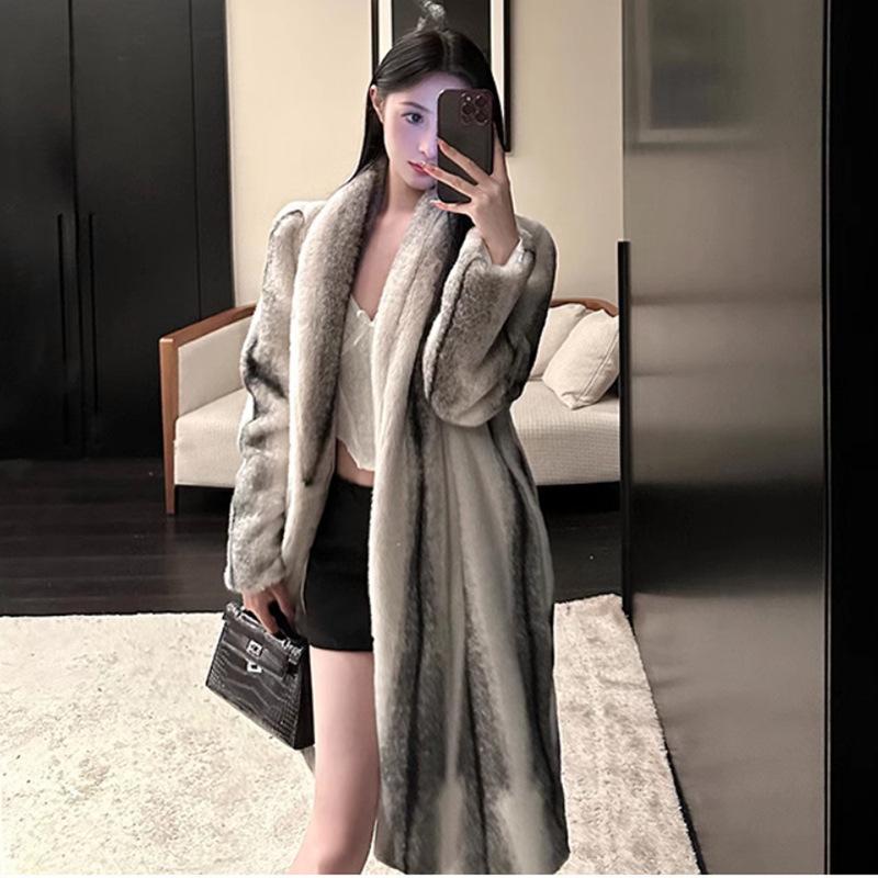 Futro damskie z norek o długim kroju Cała norka aksamitna ciepła krzyżówka futro z norek futro z norek młode wyszczuplanie