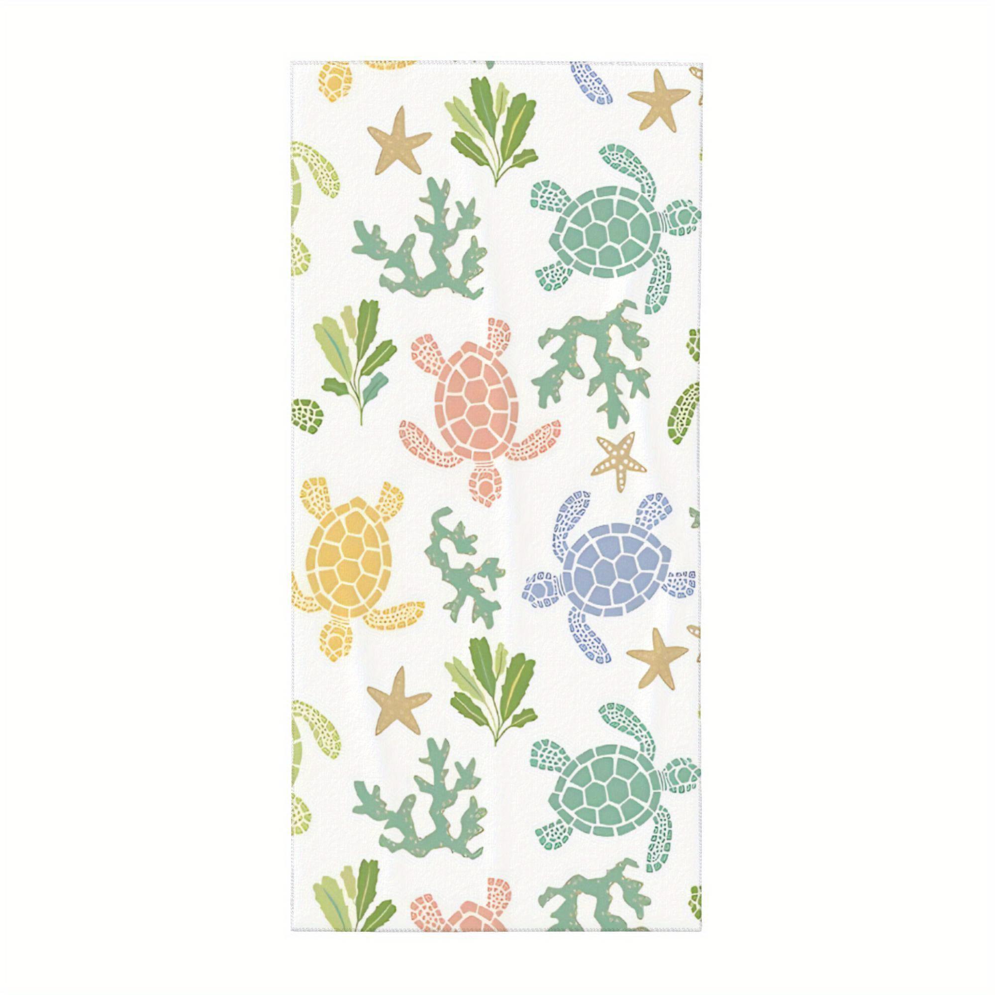 

Baby Sea Turtles Beach Towel Quick-Dry Soft Microfiber Tropical Ocean Coral Design Perfect for Travel Pool Days and Camping W30*H60(CM)