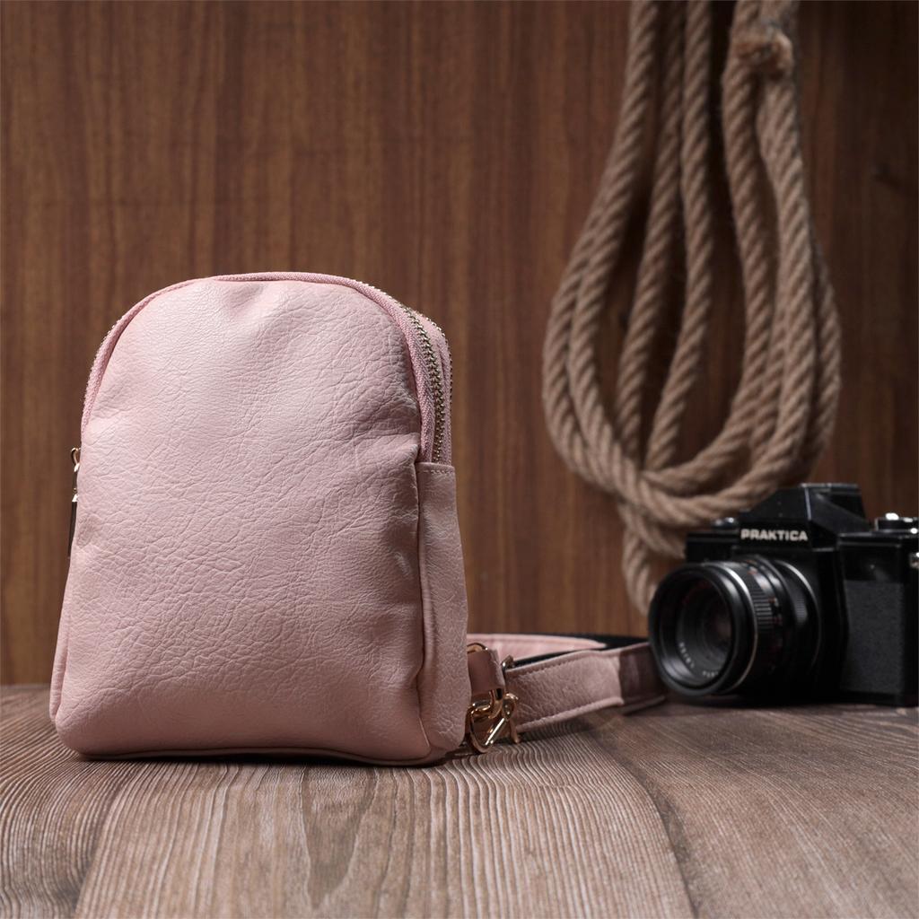 Kleine Damen-Umhängetasche aus Öko-Leder VINTAGE Bag 22782 Pink