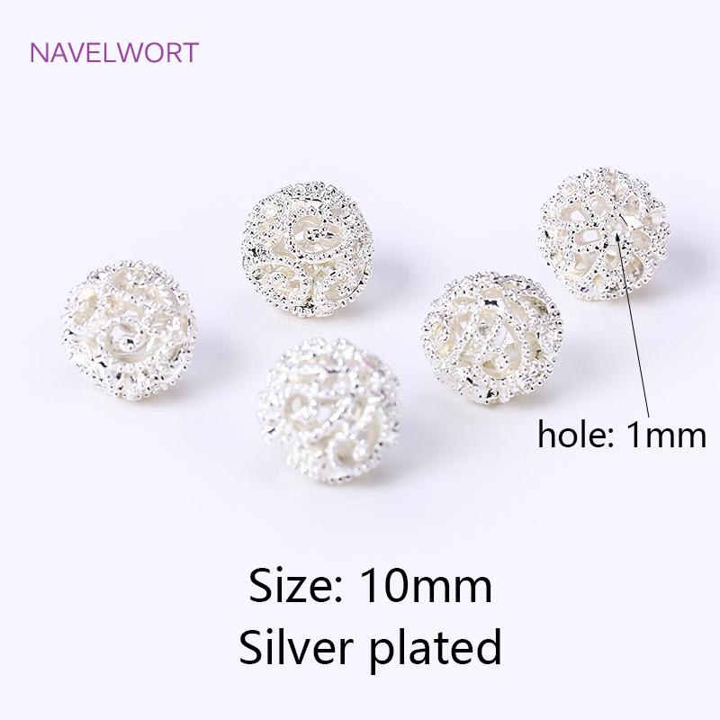 10mm Brass 18K Gold Plated Hollow Spacer Beads For Bracelet Necklace Making,Separators For Beads,Beads For Jewelry Making