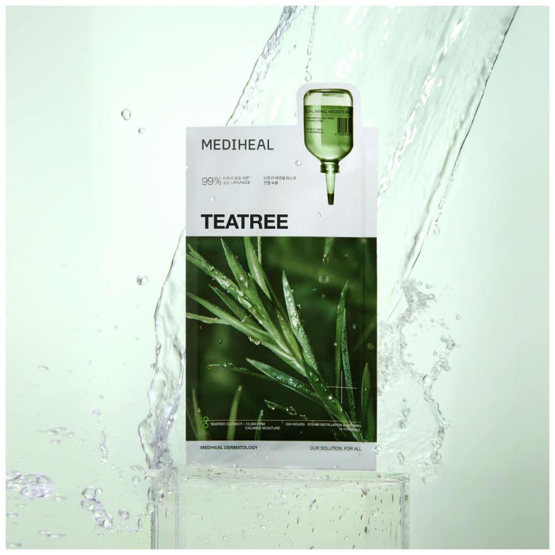MEDIHEAL Essential Mask Tea Tree Trouble Care Soothing Sheet Mask 10 Sheets (24ml × 10) 1 Box (10 Sheets)