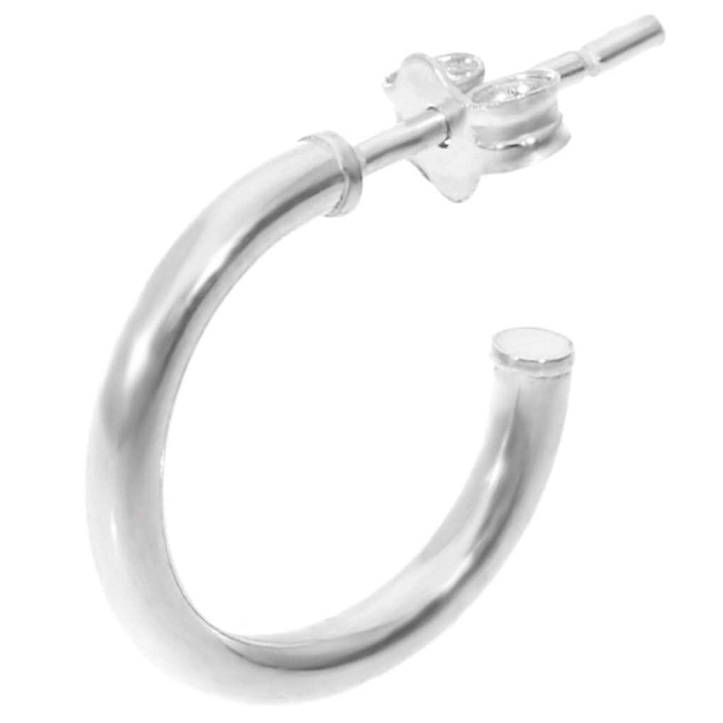 

[Shinjuku Gin no Kura] Simple Half Hoop Sterling Silver 925 Earring, Single Ear, Basic Ring Earring, Round Top, Mirrored Finish