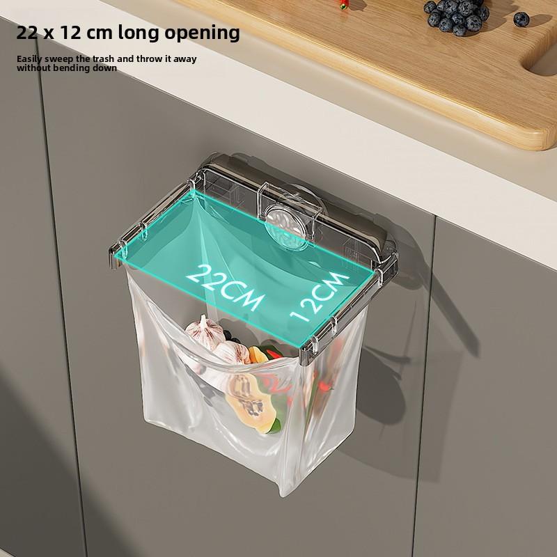 Plastic Suction Cup Trash Bag Holder With Foldable Design For Kitchen And Bathroom Storage