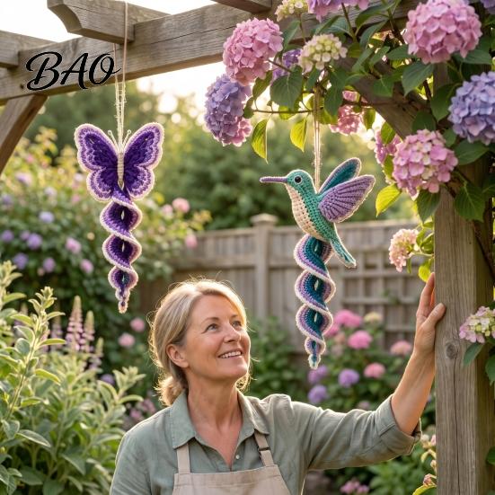 Decorative Spiral Wind Hangings Crochet Hanging Kit, DIY Garden Animal Craft Gifts for Adults Ornament Making Kit Adults, Handmade Door Decoration