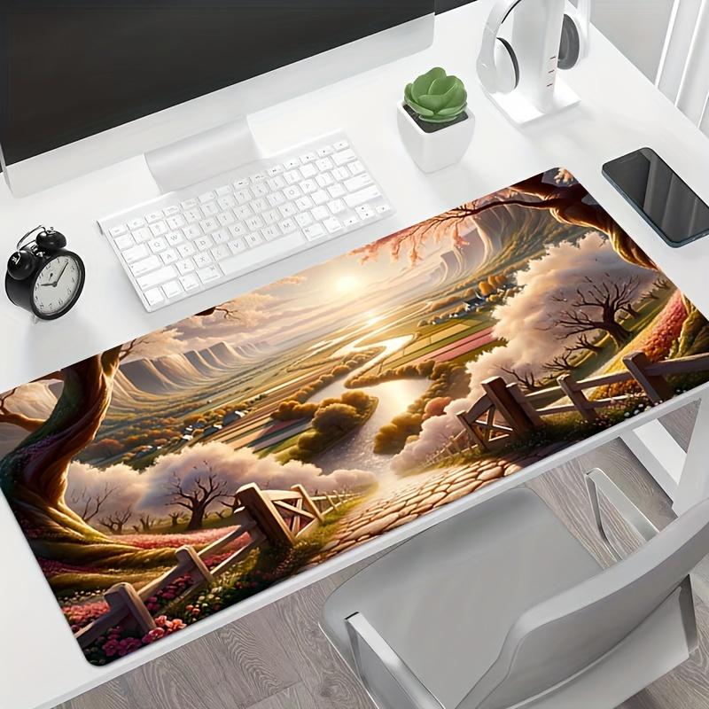 PC Landscape Pattern Large Gaming Mouse Pad Keyboard Rug Anti Slip Rubber Table Pad Evening Mouse Pad xmm Playmat 400X800X2MM