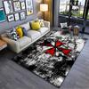 "Grunge Style Red Umbrella Logo Rug, Modern Black and White Carpet" Suitable for Use As an Anti-slip for Living Room Bedroom Sofas