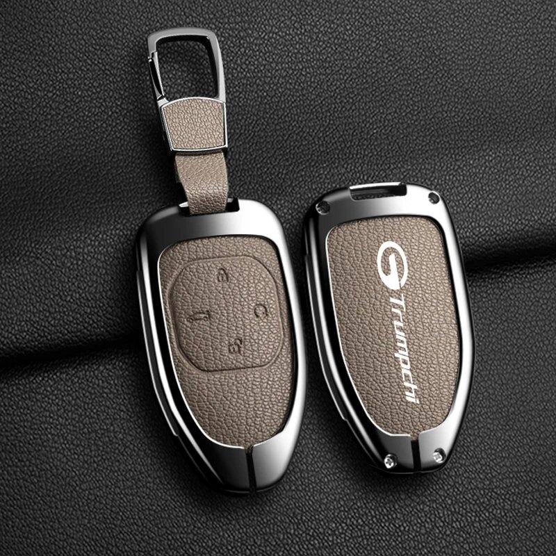 Goatskin Car Key Case Gac New Energy Trumpchi  Empow J11 J12 J13 J14 J15 J16 Gs8 Car Key Key Cover Zinc Alloy Leather Protec