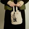 MLB New York Yankees Fleece Leather Bucket Bag Women Handbags White 32BGDE011-50I