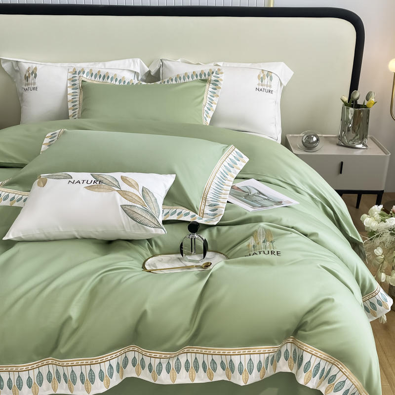 

Высококачественный комплект из четырех предметов из хлопка 100S с вышивкой, комплект из длинноволокнистого хлопка, пододеяльник, простыня, простыня, свадебный отель из чистого хлопка 1.8m bed sheet 4pcs
