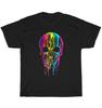 Colorful Melting Skull Halloween Rainbow Graphic Art T-Shirt Unisex Funny Gift