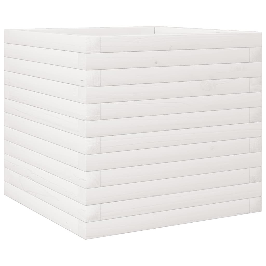 Vidaxl Garden Pot, White, 50X50X45.5 Cm, Solid Pine Wood