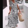 Wish Summer Printed Aline Dress With V Neck Short Sleeves For Street Style Women