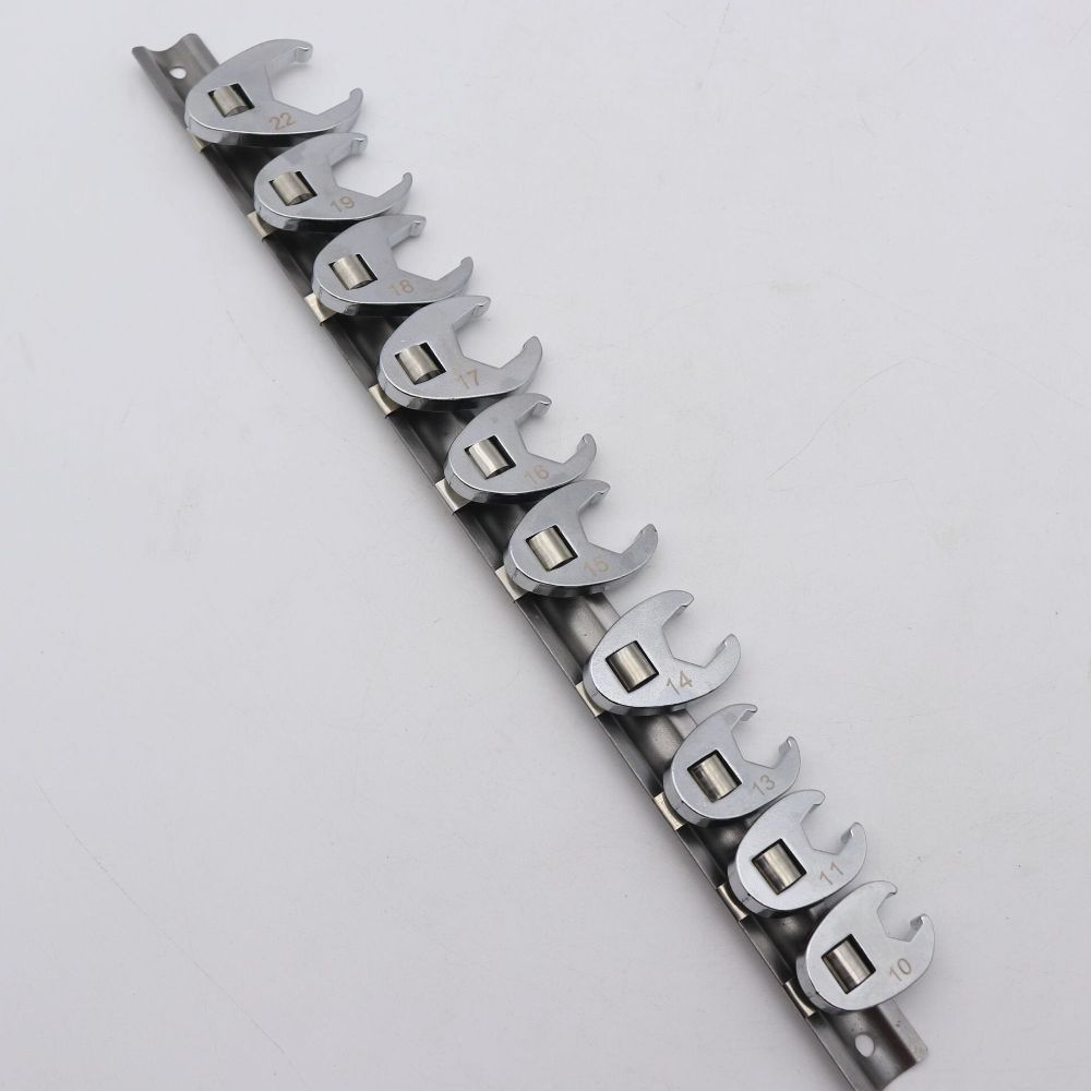 10pcs/Set Chrome Finish Crowfoot Wrench Heads Hand Tool Accessories Mechanical Repair