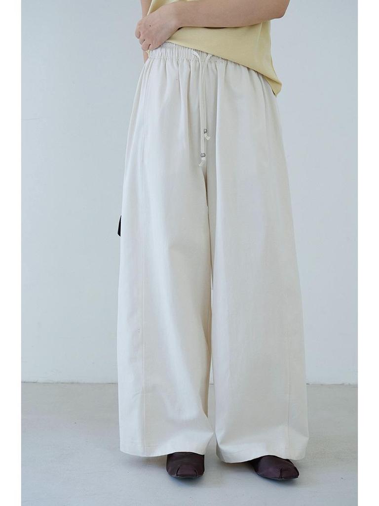 Ou Fan High-Waisted Wide-Leg Tencel Cotton Pants - Summer Style Women's Casual Loose-Fit 