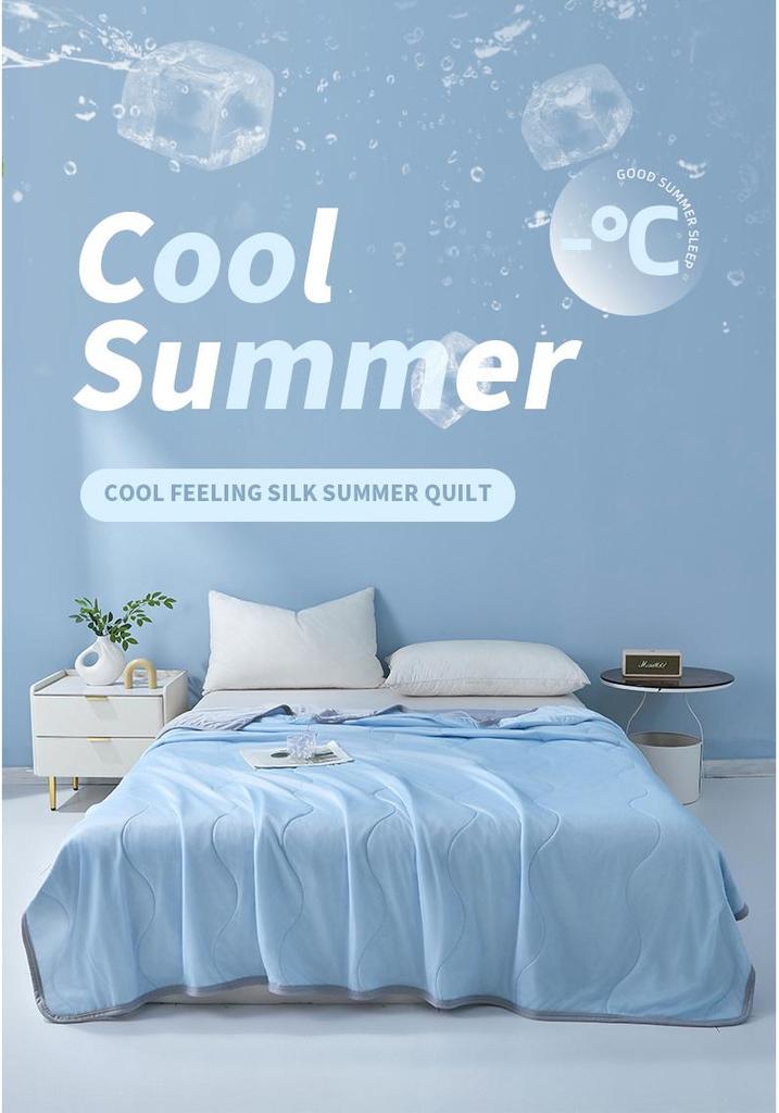 Cool Silk Summer Quilt: Air Conditioning-Ready, Ice Silk, Machine Washable, Solid Color Throw Blanket