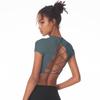 European American Crop Tops: Short Sleeve, Navel-Baring, for Yoga & Running with Pocket & Chest Pads