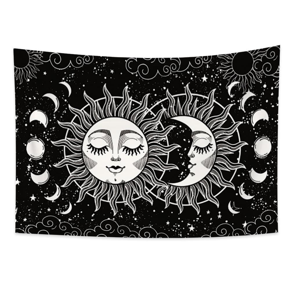 Tarot Faza Lunii Tapiserie cu flori Fluture Craniu Agățat pe perete Decor scenă psihedelică Decorare vrăjitorie Decorare cameră