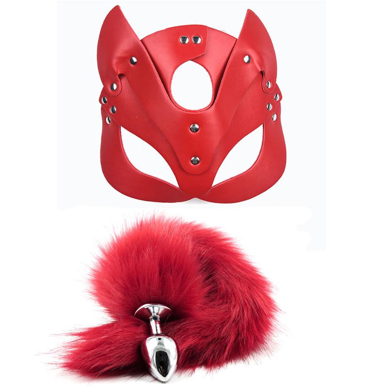 Sex toys for Women Bdsm Sex Bondage Set Handcuffs Whip 40CM Fox Tail Anal Plug Adult Games