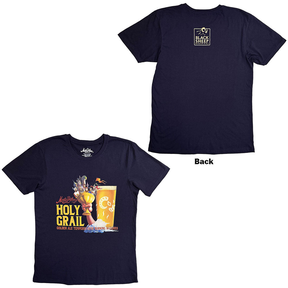 Monty Python TShirt Holy Grail Golden Ale Navy Blue Back Print OFFICIAL NE S