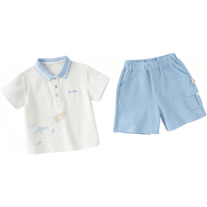 DAVEBELLA Boys  Cool-Feel Anti-Bacterial Polo  Shorts Set 130 cm