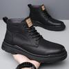 Fashion Classic Leather Men's Ankle Boots Fashion Man High Top Shoes New Outdoor Hiking Boots Comfy Male Casual Botas Motorcycle Boots
