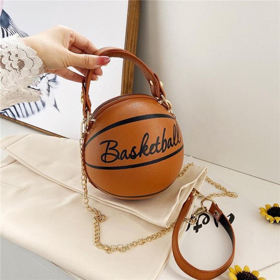 1 Stück Neue Damen Tasche Modische Kette Basketball Vielseitige Umhängetasche Personalisierte Runde Balltasche
