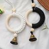1PC Original wood color wood ring cotton rope bell pendant Japanese and Korean style wall hanging door handle car pendant