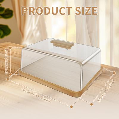 Wood Cake Stand Transparent Cake Tray with Cover Cake Plate Multifunctional Fruit Snacks Dessert Storage Tray Baking Accessories